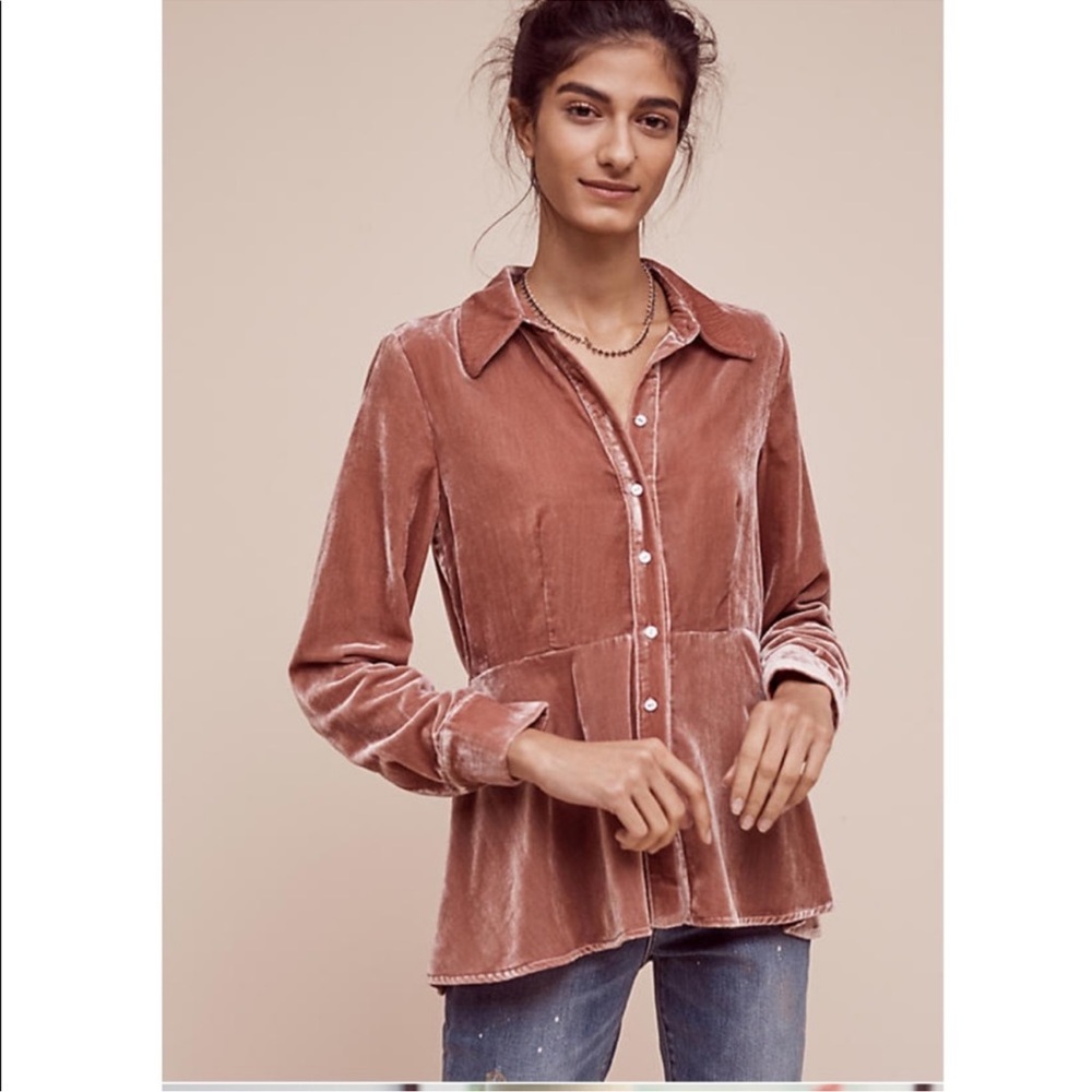 ANTHROPOLOGIE: Rose Velvet Blouse